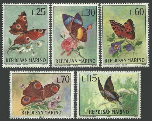 Poštové známky San Marino 1963 Motýle Mi# 776-80