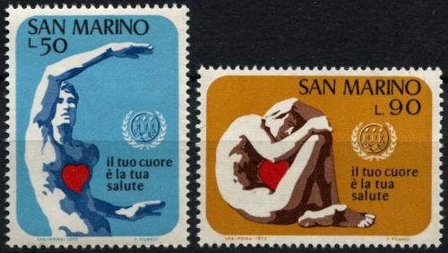 Poštové známky San Marino 1972 Mezinárodní mìsíc srdce Mi# 1013-14