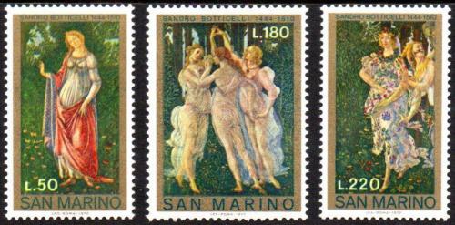 Poštové známky San Marino 1972 Umenie, Alessandro Botticelli Mi# 994-96