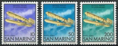 Poštové známky San Marino 1978 První motorové letadlo Mi# 1165-67
