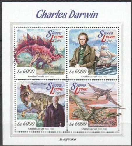 Poštové známky Sierra Leone 2015 Dinosaury, Charles Darwin Mi# 6773-76 Kat 11€