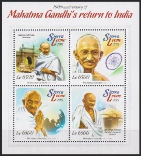 Poštové známky Sierra Leone 2015 Mahátma Gándhí Mi# 6168-71 Kat 12€