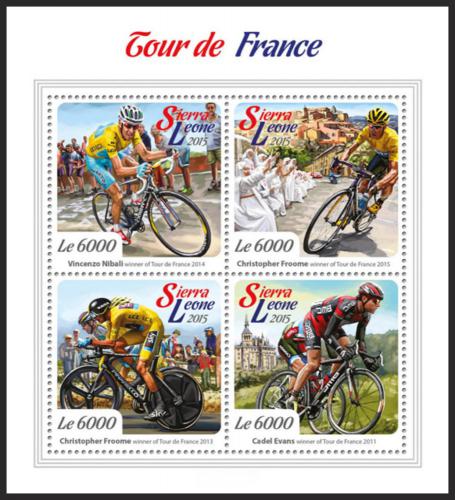 Potov znmky Sierra Leone 2015 Tour de France, cyklistika Mi# 6753-56 Kat 11 - zvi obrzok