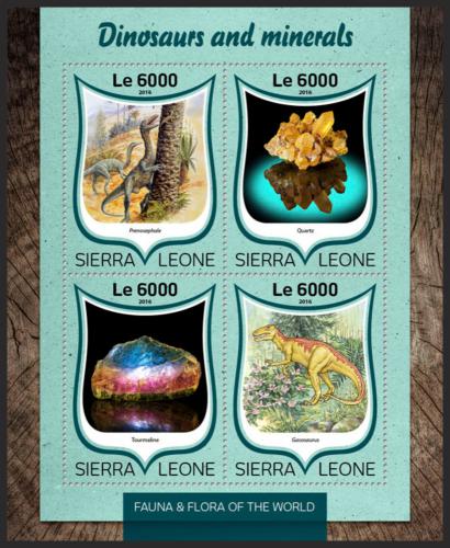 Potov znmky Sierra Leone 2016 Dinosaury a minerly Mi# 7523-26 Kat 11