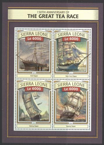 Poštové známky Sierra Leone 2016 Historické plachetnice Mi# 7728-31 Kat 11€