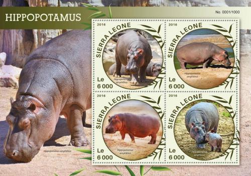 Poštové známky Sierra Leone 2016 Hrochy Mi# 6883-86 Kat 11€