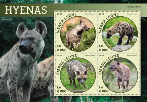 Poštové známky Sierra Leone 2016 Hyeny Mi# 6893-96 Kat 11€