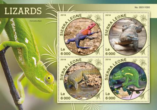 Poštové známky Sierra Leone 2016 Jašterice Mi# 6833-36 Kat 11€