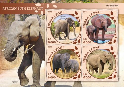 Poštové známky Sierra Leone 2016 Slony Mi# 6878-81 Kat 11€