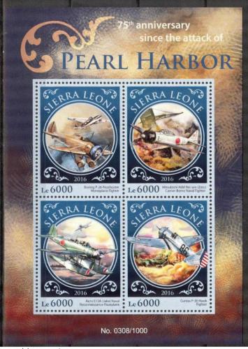 Poštové známky Sierra Leone 2016 Útok na Pearl Harbor Mi# 6968-71 Kat 11€