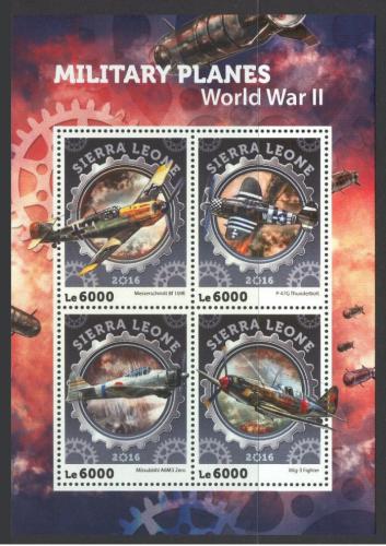 Poštové známky Sierra Leone 2016 Vojnová lietadla Mi# 7158-61 Kat 11€ 