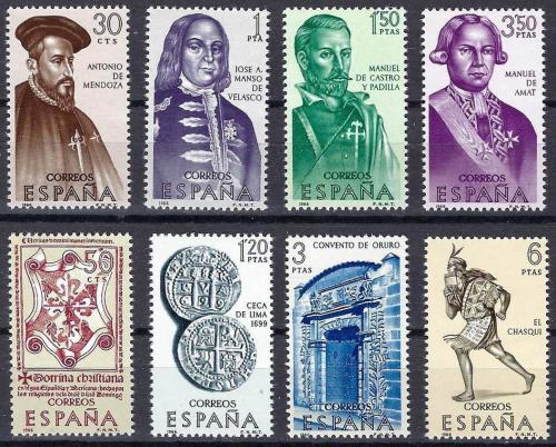 Poštové známky Španielsko 1966 Osobnosti dìjin Ameriky Mi# 1645-52