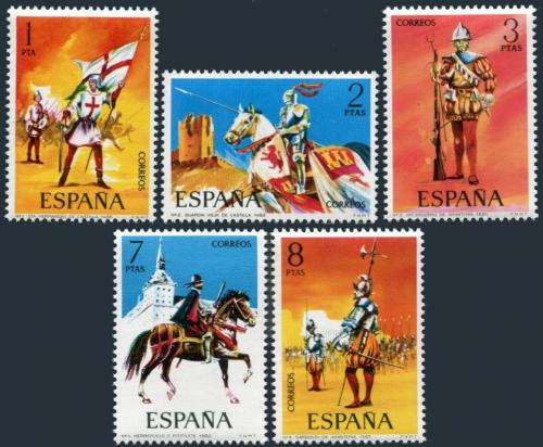 Poštové známky Španielsko 1973 Vojenské uniformy Mi# 2034-38