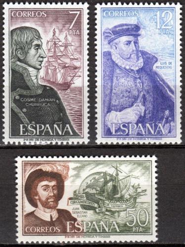 Poštovní známky Španìlsko 1976 Lodì a moøeplavci Mi# 2201-03
