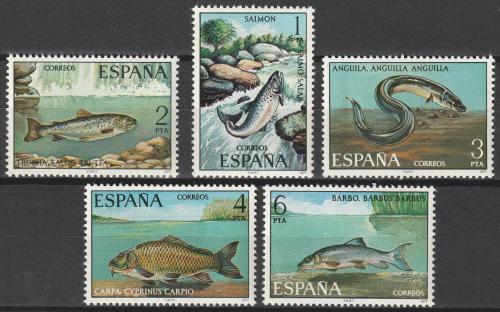 Poštovní známky Španìlsko 1977 Sladkovodní ryby Mi# 2289-93