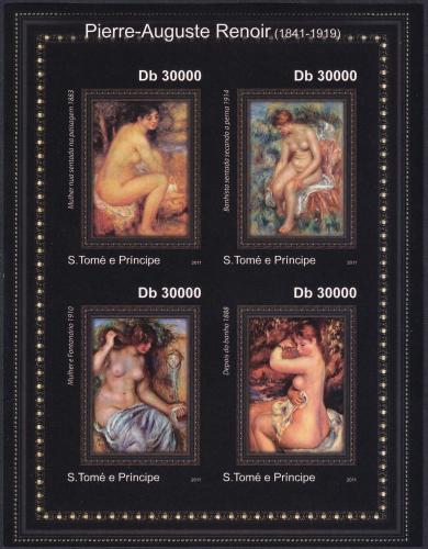 Potov znmky Svt Tom 2011 Umenie, akty, Renoir 1A Mi# 4881-84 Kat 11