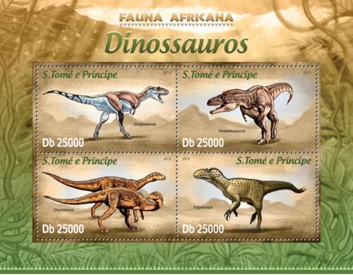 Poštové známky Svätý Tomáš 2013 Dinosaury Mi# 5081-84 Kat 10€