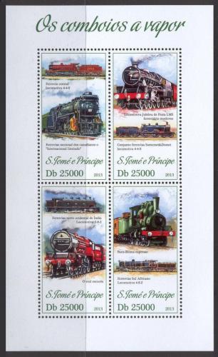 Poštové známky Svätý Tomáš 2013 Parní lokomotívy Mi# 5266-69 Kat 10€