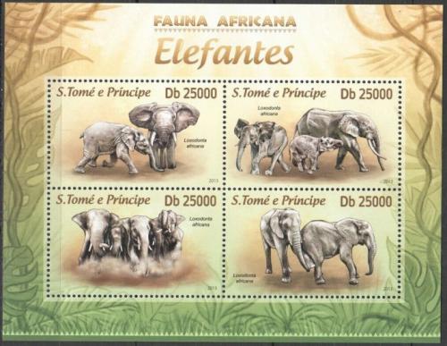 Poštové známky Svätý Tomáš 2013 Slony Mi# 5128-31 Kat 10€