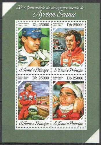 Poštové známky Svätý Tomáš 2014 Ayrton Senna, Formule 1 Mi# 5549-52 Kat 10€ 