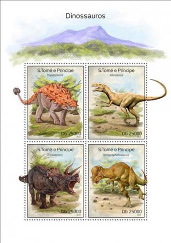 Poštové známky Svätý Tomáš 2014 Dinosaury Mi# 5584-87 Kat 10€