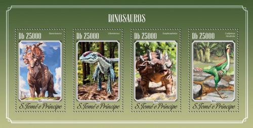 Poštové známky Svätý Tomáš 2014 Dinosaury Mi# 5800-03 Kat 10€