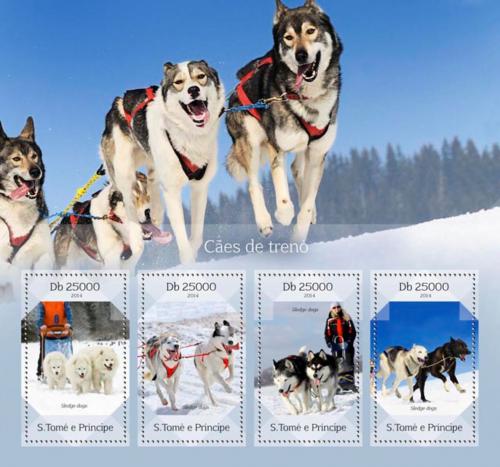 Poštové známky Svätý Tomáš 2014 Tažní psi Mi# 5744-47 Kat 10€