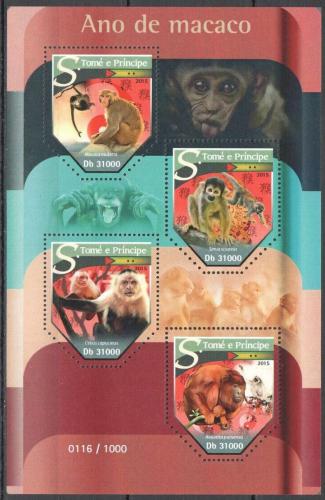 Poštové známky Svätý Tomáš 2015 Opice Mi# 6430-33 Kat 12€