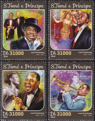 Potov znmky Svt Tom 2016 Louis Armstrong 1B Mi# 6586-89 Kat 12