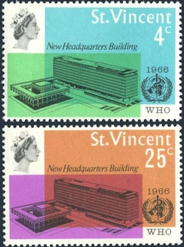 Potov znmky Svt Vincent 1966 Budovy WHO v enev Mi# 226-27