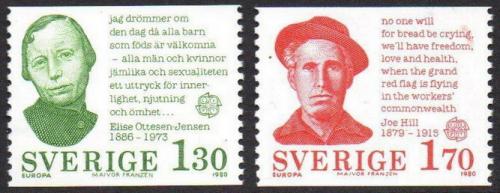 Poštové známky Švédsko 1980 Európa CEPT, osobnosti Mi# 1106-07