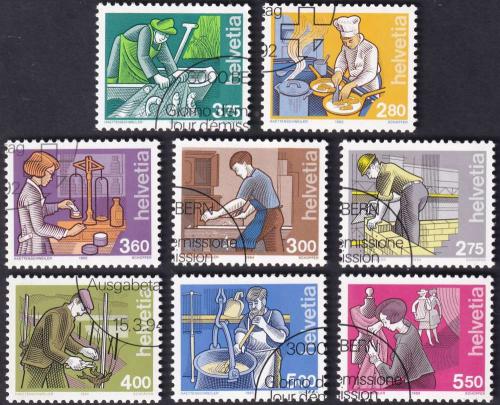 Potov znmky vcarsko 1989-94 Lid a prce komplet Mi# 1402-03,1413,1463-64,1510,1523,1533 Kat 27