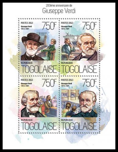 Poštové známky Togo 2013 Giuseppe Verdi, skladatel Mi# 5461-64 Kat 12€