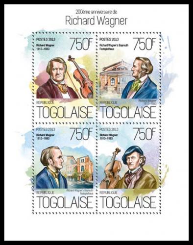 Poštové známky Togo 2013 Richard Wagner, skladatel Mi# 5456-59 Kat 12€