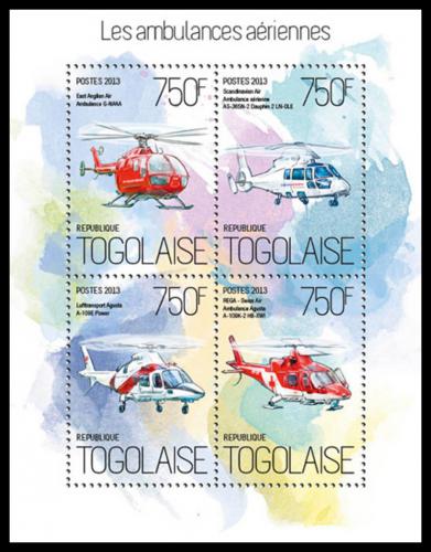 Poštové známky Togo 2013 Záchranáøské helikoptéry Mi# 5451-54 Kat 12€