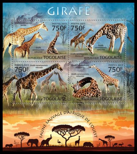 Poštové známky Togo 2013 Žirafy Mi# 4831-34 Kat 12€