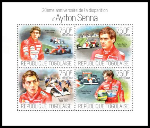 Potov znmky Togo 2014 Ayrton Senna, Formule 1 Mi# 5615-18 Kat 12 - zvi obrzok