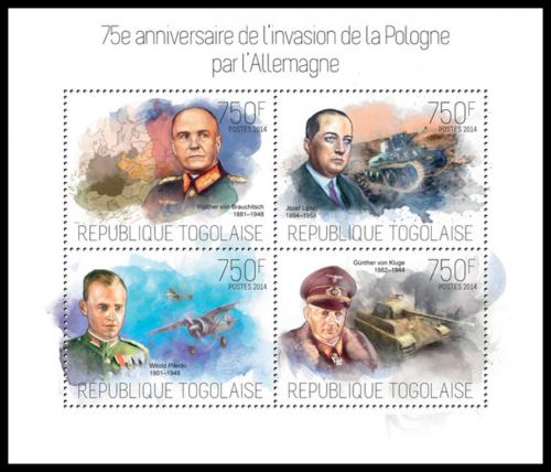 Poštové známky Togo 2014 Napadení Polska, 75. výroèie Mi# 5575-78 Kat 12€