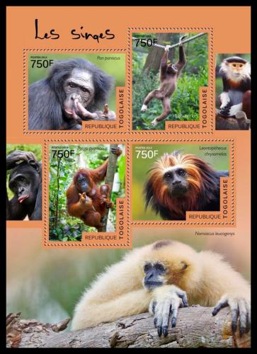 Potov znmky Togo 2014 Opice Mi# 6166-69 Kat 12