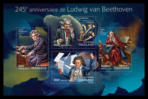 Potov znmky Togo 2015 Ludwig van Beethoven Mi# 6912-15 Kat 14 - zvi obrzok