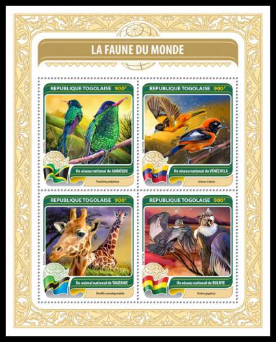 Potov znmky Togo 2016 Fauna svta Mi# 7639-42 Kat 14 - zvi obrzok