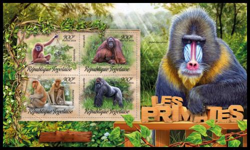 Potov znmky Togo 2016 Opice Mi# 7469-72 Kat 14 - zvi obrzok
