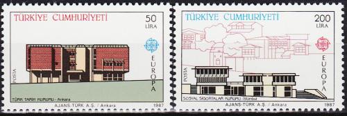 Potov znmky Turecko 1987 Eurpa CEPT, modern architektura Mi# 2777-78 Kat 18