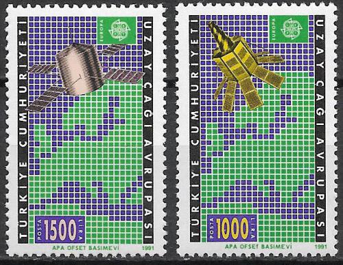 Poštové známky Turecko 1991 Európa CEPT, prieskum vesmíru Mi# 2921-22 Kat 22€