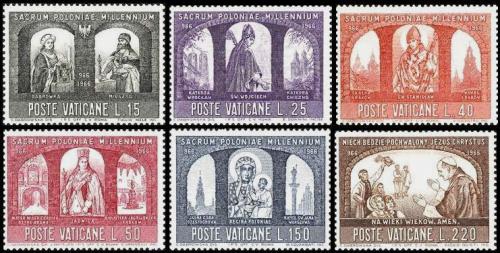 Poštové známky Vatikán 1966 Christianizace Polska, 1000. výroèie Mi# 502-07