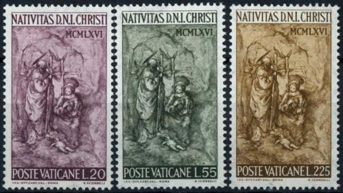 Poštové známky Vatikán 1966 Vianoce, narození Krista Mi# 514-16