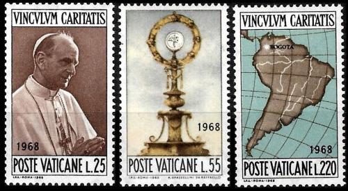Poštové známky Vatikán 1968 Svìtový eucharistický kongres v Bogotì Mi# 538-40