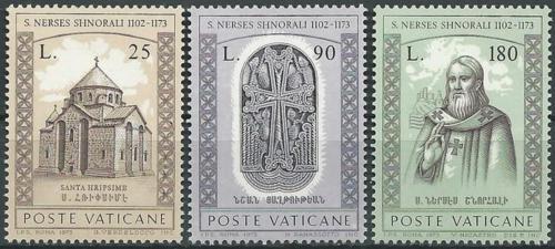 Poštové známky Vatikán 1973 Nerses Shnorali, arménský patriarcha Mi# 629-31