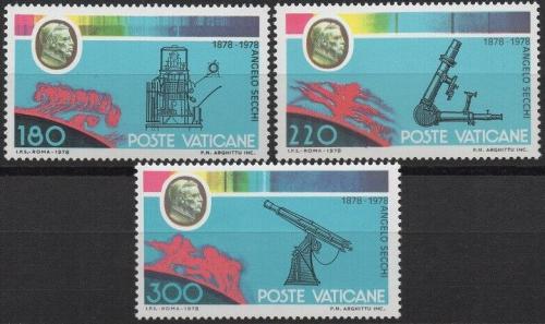 Poštové známky Vatikán 1979 Angelo Secchi, astronom Mi# 745-47