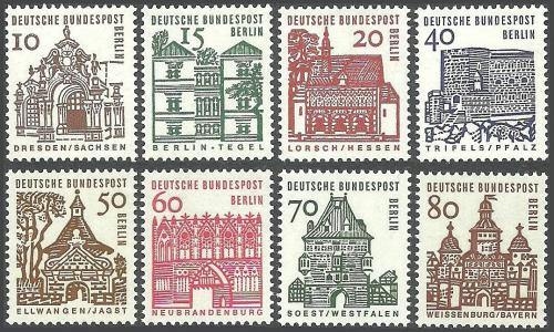 Poštové známky Západný Berlín 1964-65 Architektúra Mi# 242-49 Kat 9€